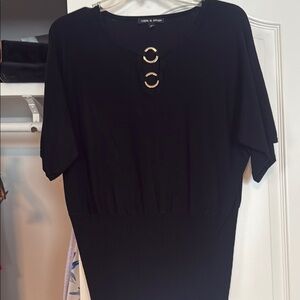 Black Top with Gold Ring Accents